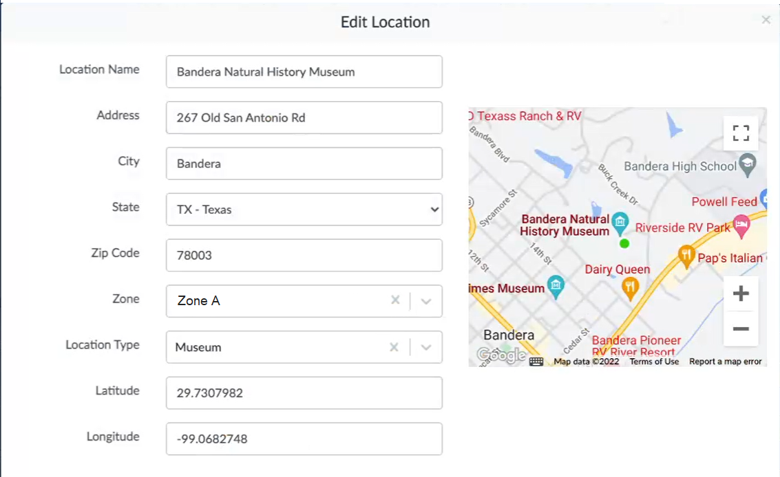 zone drop down